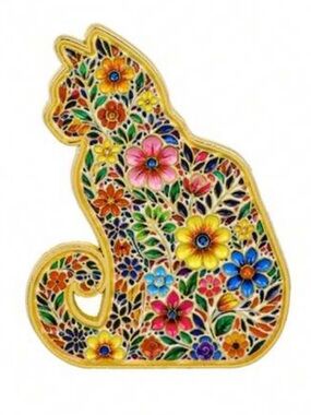 Floral Cat Pin